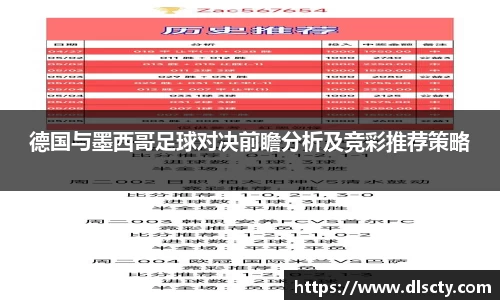 德国与墨西哥足球对决前瞻分析及竞彩推荐策略